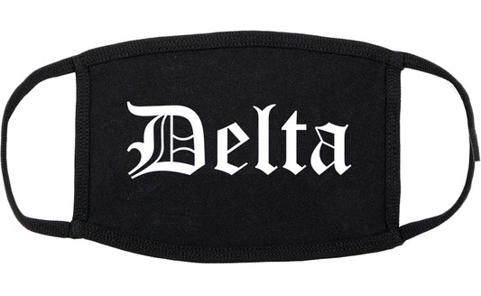 Delta Colorado CO Old English Cotton Face Mask Black