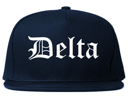 Delta Colorado CO Old English Mens Snapback Hat Navy Blue