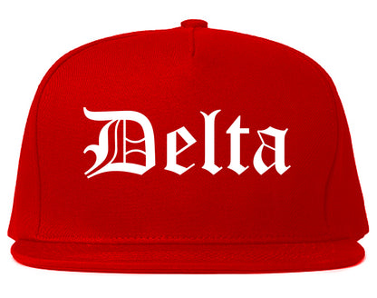 Delta Colorado CO Old English Mens Snapback Hat Red