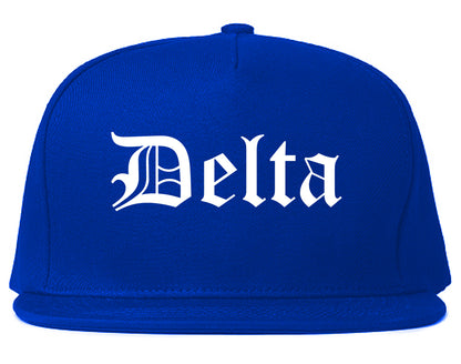 Delta Colorado CO Old English Mens Snapback Hat Royal Blue