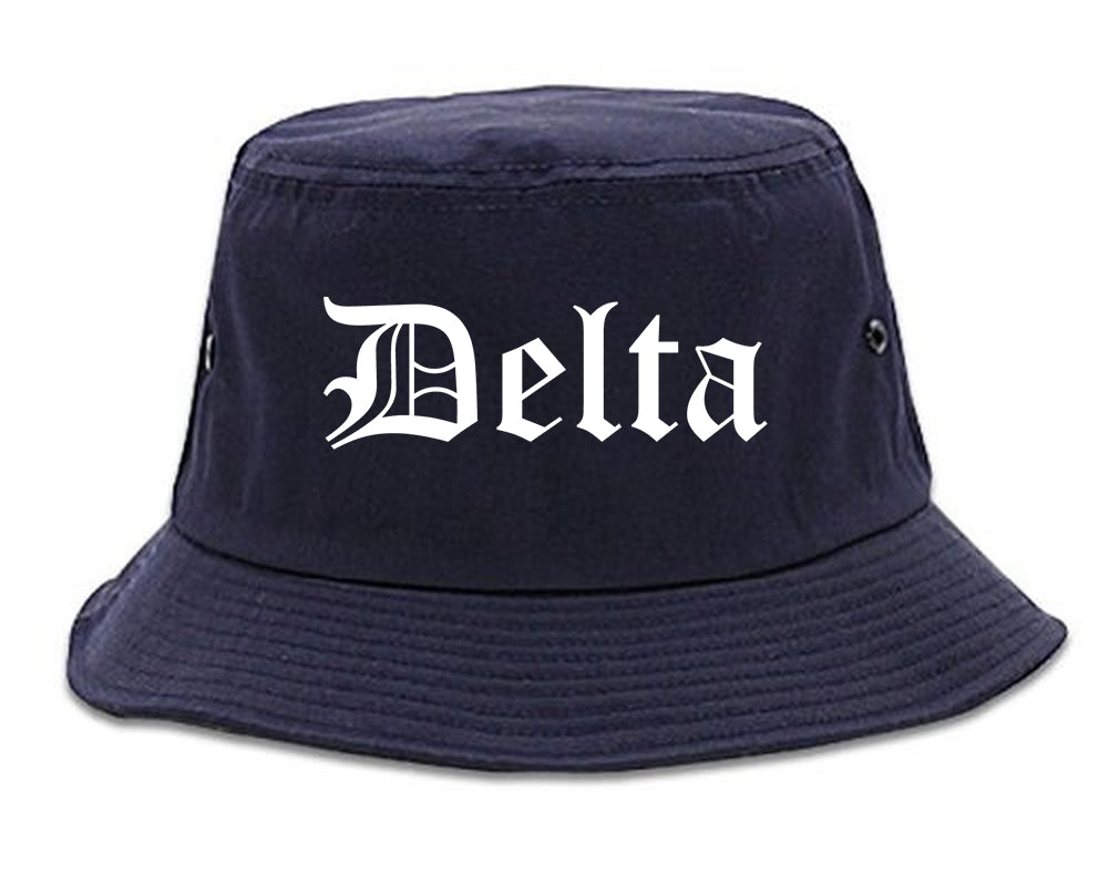 Delta Colorado CO Old English Mens Bucket Hat Navy Blue