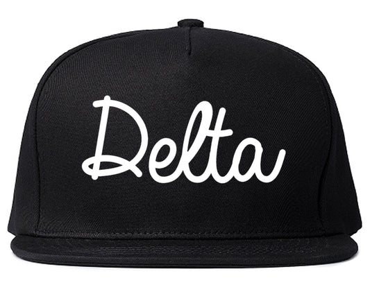 Delta Colorado CO Script Mens Snapback Hat Black
