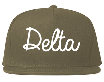 Delta Colorado CO Script Mens Snapback Hat Grey