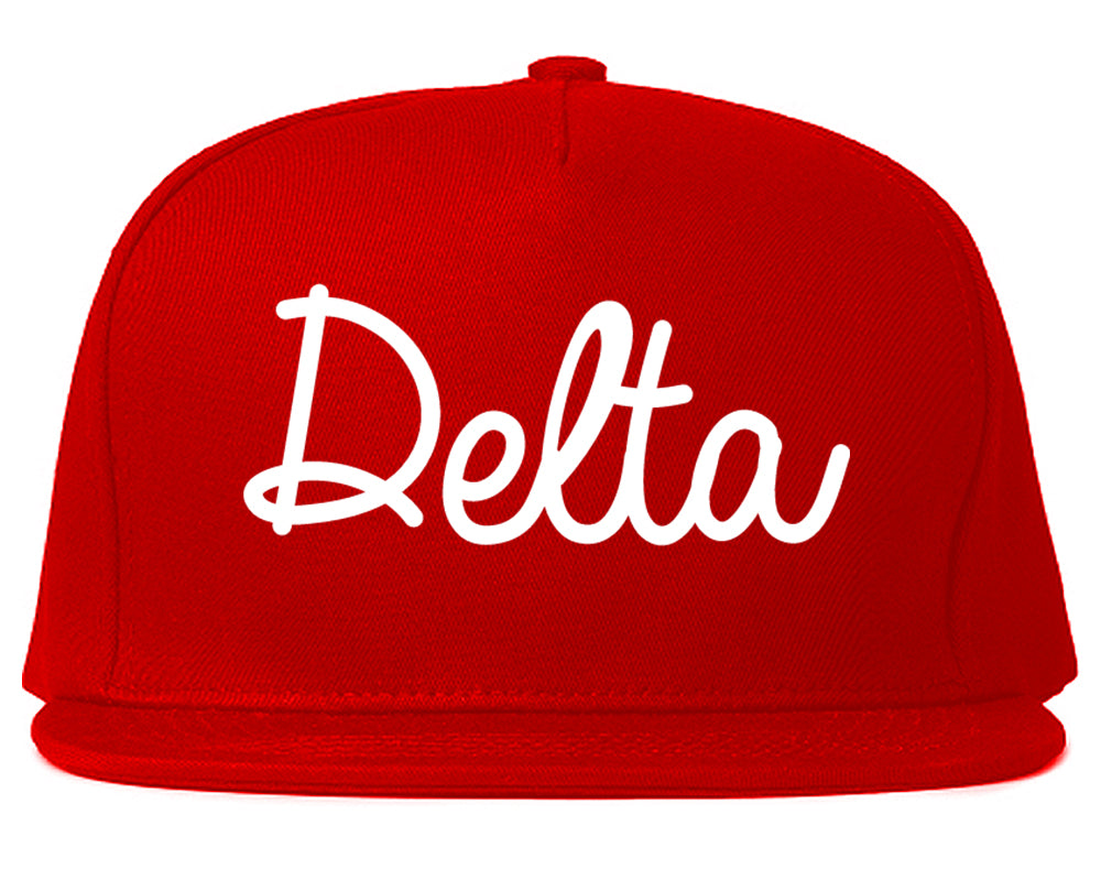 Delta Colorado CO Script Mens Snapback Hat Red