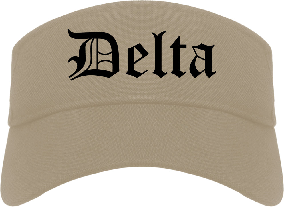 Delta Colorado CO Old English Mens Visor Cap Hat Khaki