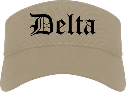 Delta Colorado CO Old English Mens Visor Cap Hat Khaki