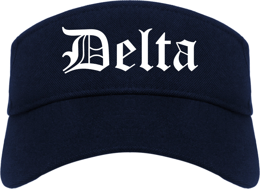 Delta Colorado CO Old English Mens Visor Cap Hat Navy Blue