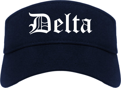 Delta Colorado CO Old English Mens Visor Cap Hat Navy Blue