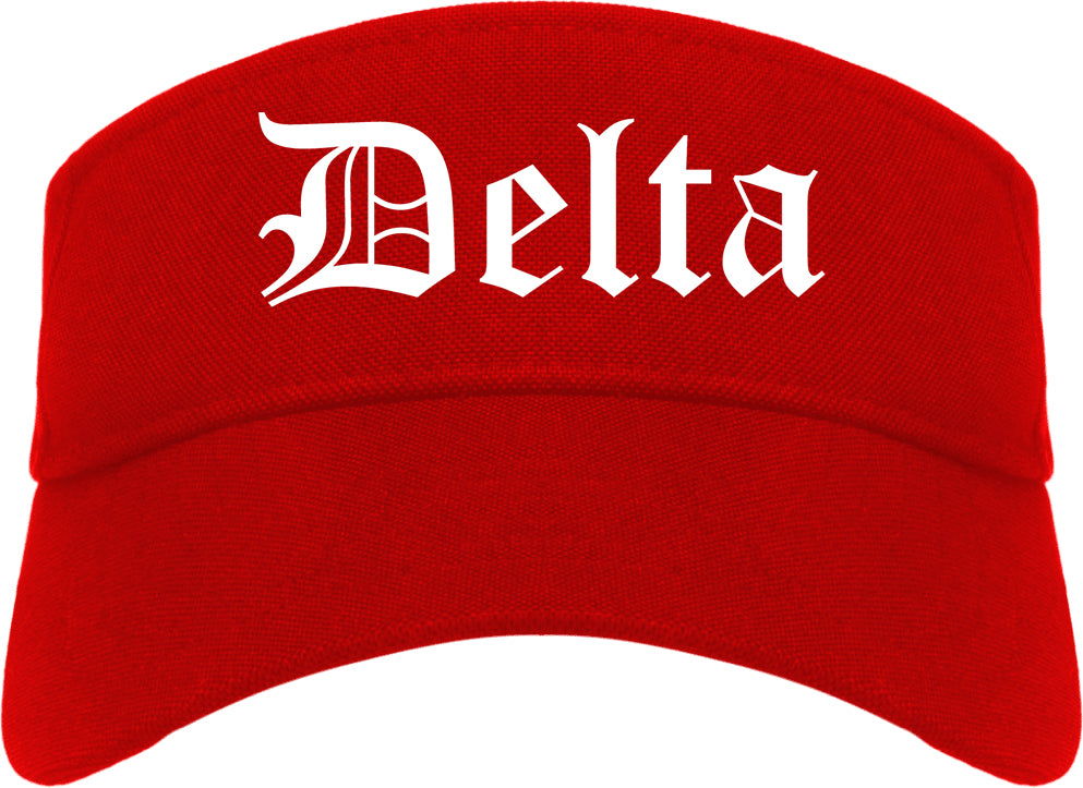 Delta Colorado CO Old English Mens Visor Cap Hat Red