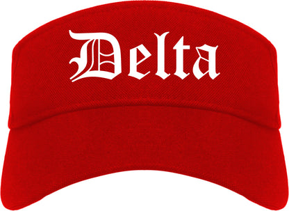Delta Colorado CO Old English Mens Visor Cap Hat Red