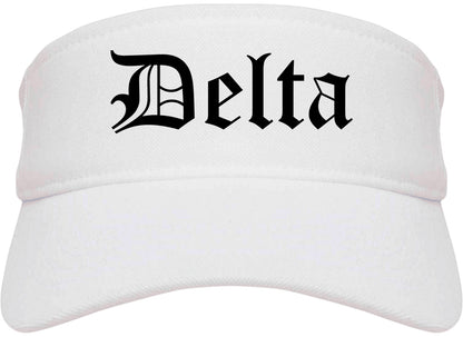 Delta Colorado CO Old English Mens Visor Cap Hat White