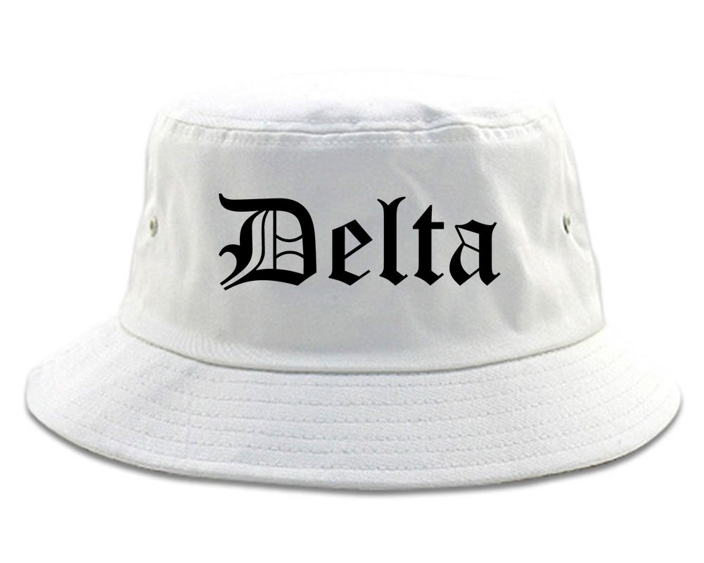 Delta Colorado CO Old English Mens Bucket Hat White