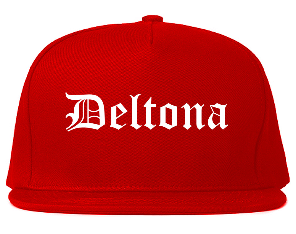 Deltona Florida FL Old English Mens Snapback Hat Red