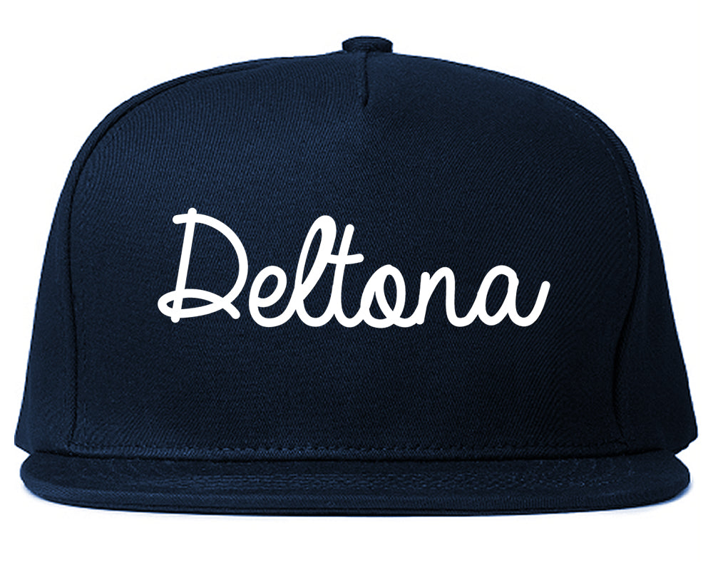 Deltona Florida FL Script Mens Snapback Hat Navy Blue