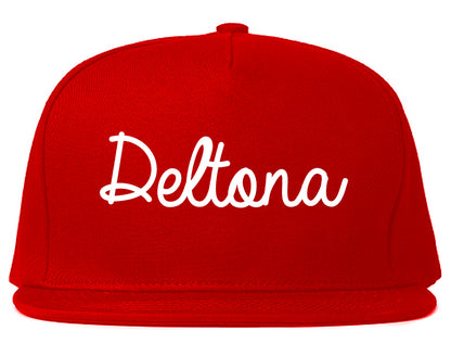 Deltona Florida FL Script Mens Snapback Hat Red