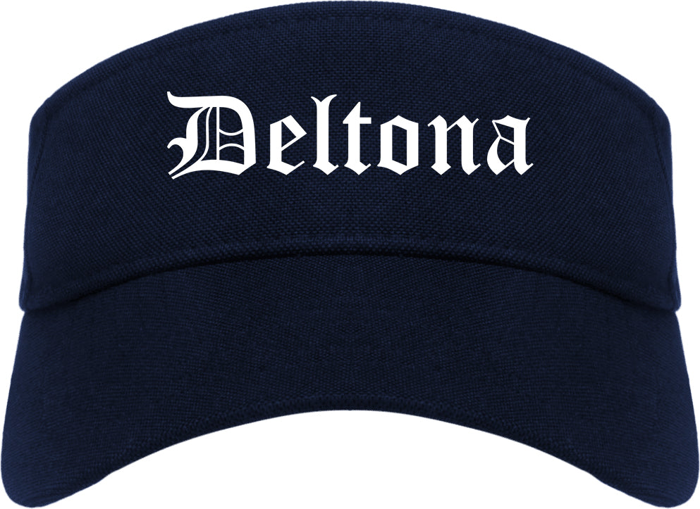 Deltona Florida FL Old English Mens Visor Cap Hat Navy Blue