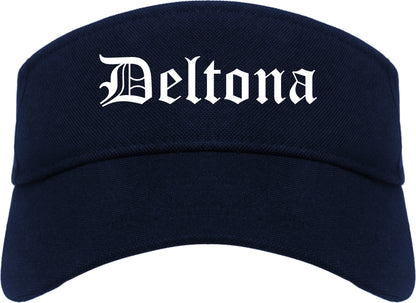 Deltona Florida FL Old English Mens Visor Cap Hat Navy Blue