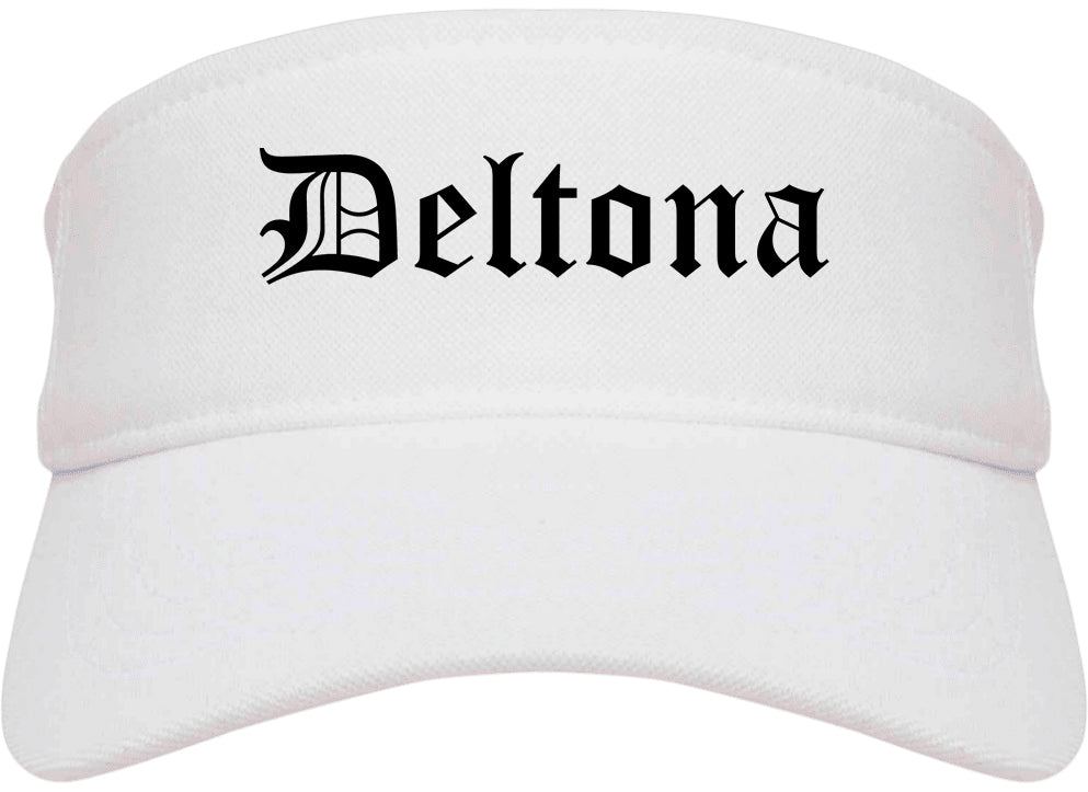 Deltona Florida FL Old English Mens Visor Cap Hat White