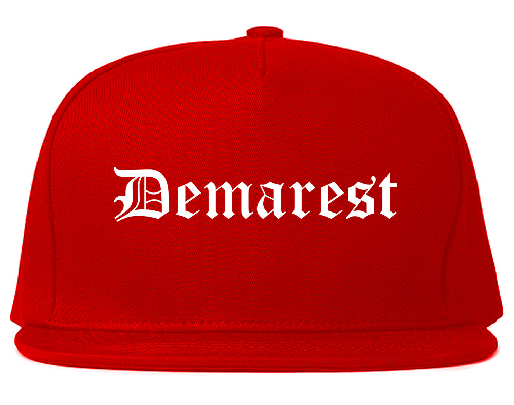 Demarest New Jersey NJ Old English Mens Snapback Hat Red