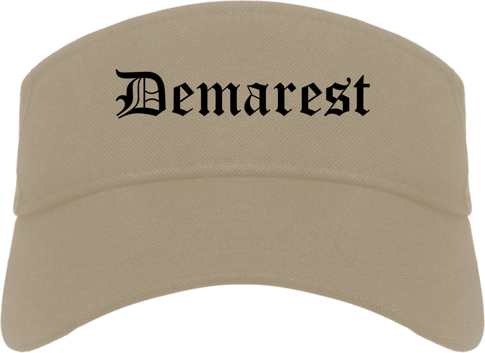 Demarest New Jersey NJ Old English Mens Visor Cap Hat Khaki