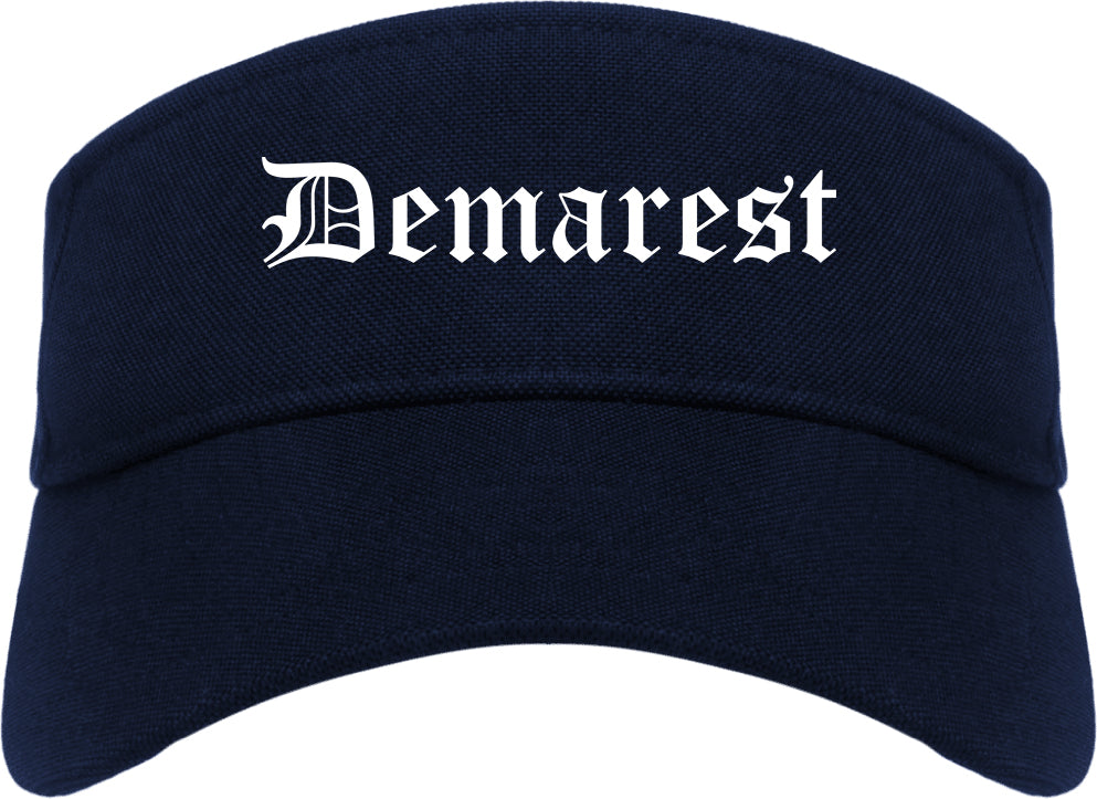 Demarest New Jersey NJ Old English Mens Visor Cap Hat Navy Blue