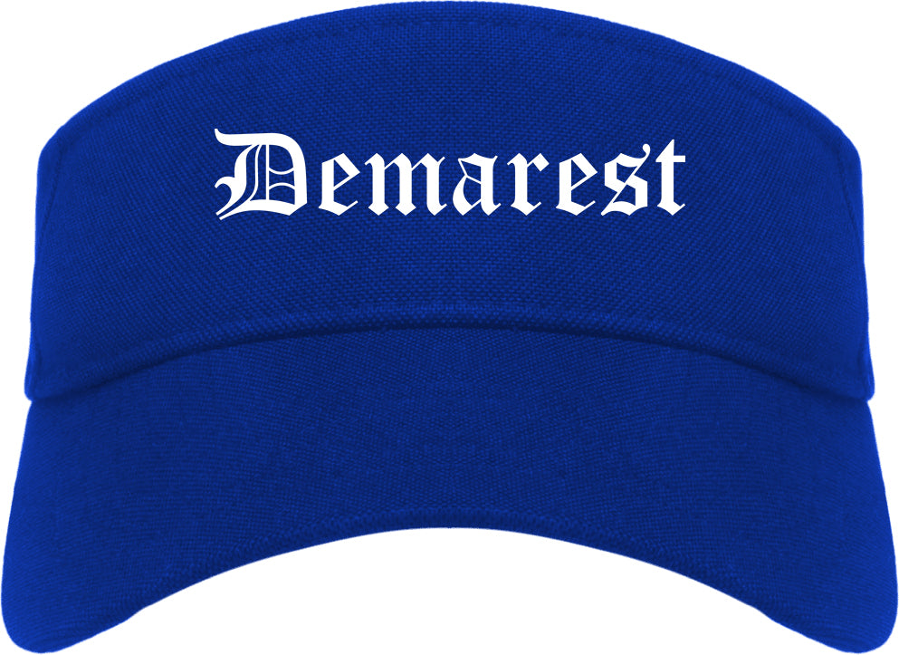 Demarest New Jersey NJ Old English Mens Visor Cap Hat Royal Blue