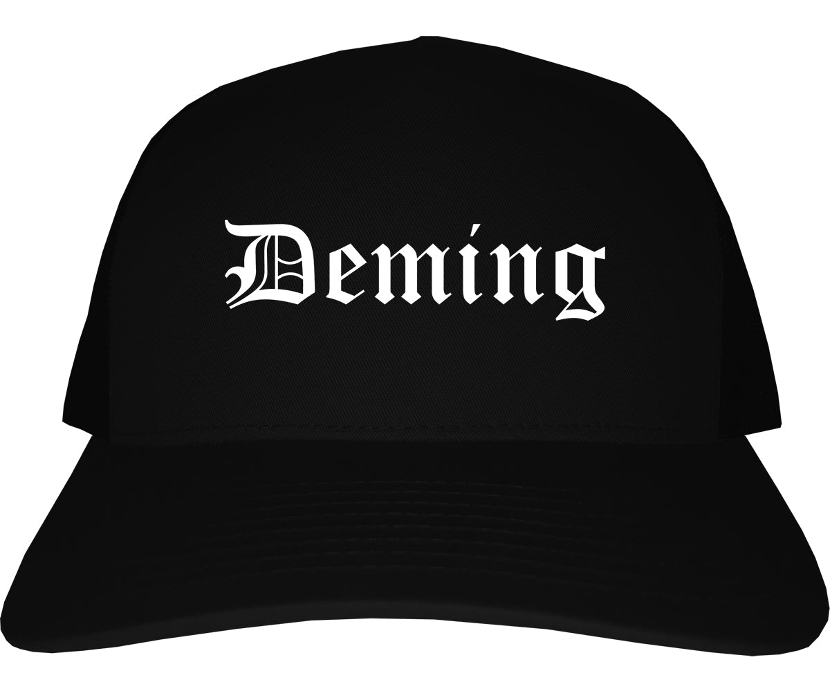 Deming New Mexico NM Old English Mens Trucker Hat Cap Black