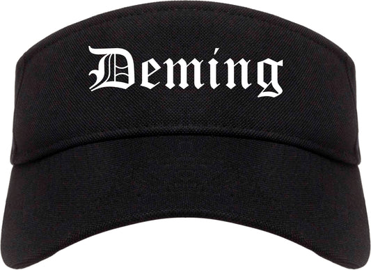 Deming New Mexico NM Old English Mens Visor Cap Hat Black