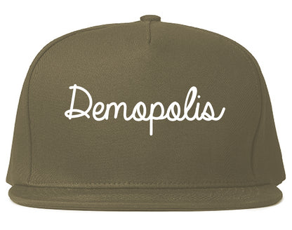 Demopolis Alabama AL Script Mens Snapback Hat Grey
