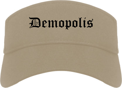 Demopolis Alabama AL Old English Mens Visor Cap Hat Khaki