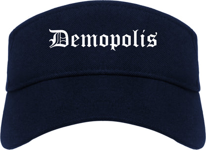 Demopolis Alabama AL Old English Mens Visor Cap Hat Navy Blue