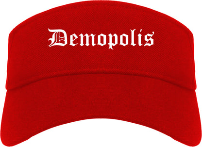 Demopolis Alabama AL Old English Mens Visor Cap Hat Red