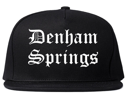 Denham Springs Louisiana LA Old English Mens Snapback Hat Black