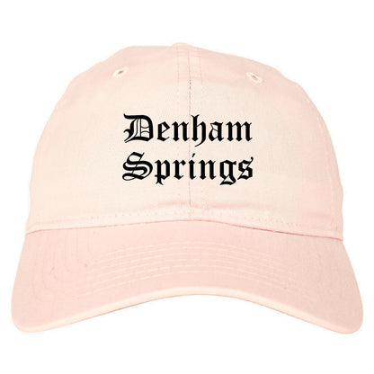 Denham Springs Louisiana LA Old English Mens Dad Hat Baseball Cap Pink