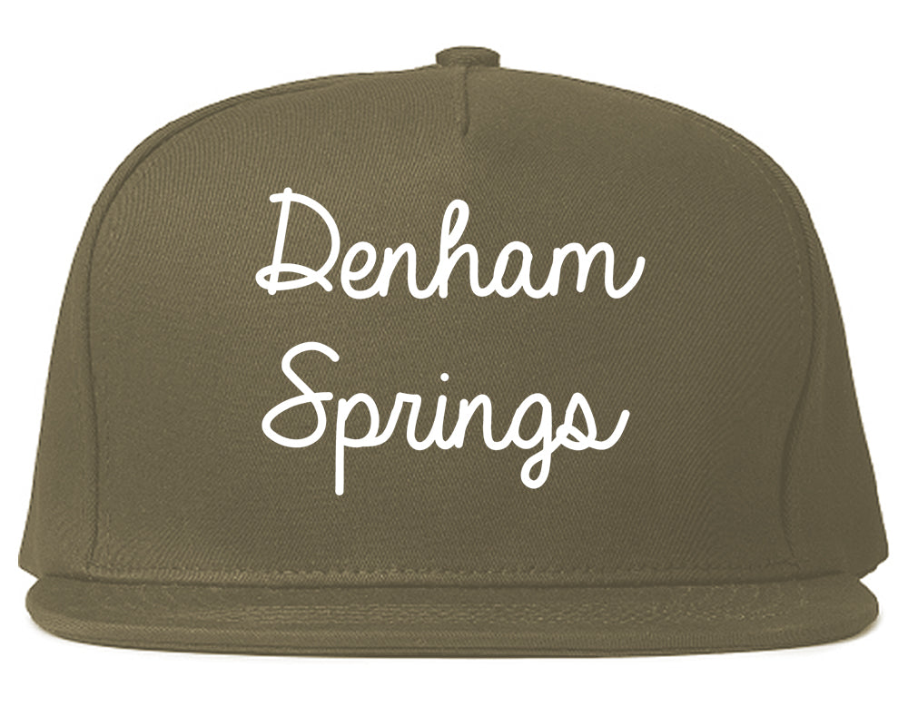 Denham Springs Louisiana LA Script Mens Snapback Hat Grey