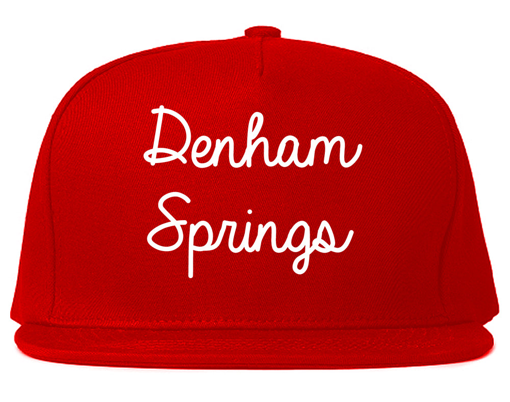 Denham Springs Louisiana LA Script Mens Snapback Hat Red