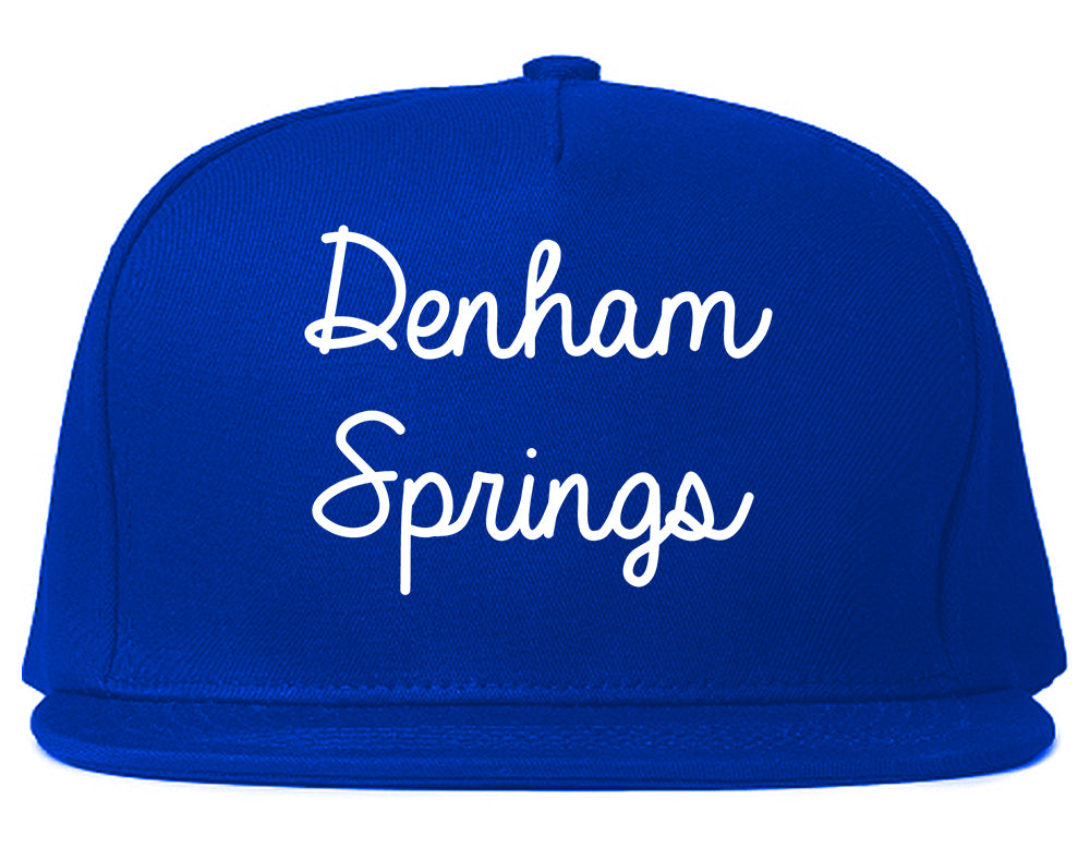 Denham Springs Louisiana LA Script Mens Snapback Hat Royal Blue