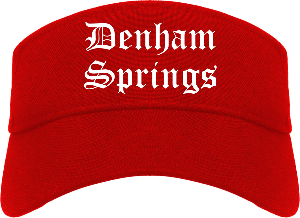 Denham Springs Louisiana LA Old English Mens Visor Cap Hat Red
