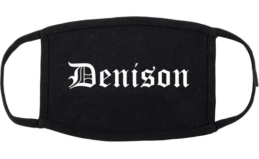Denison Iowa IA Old English Cotton Face Mask Black