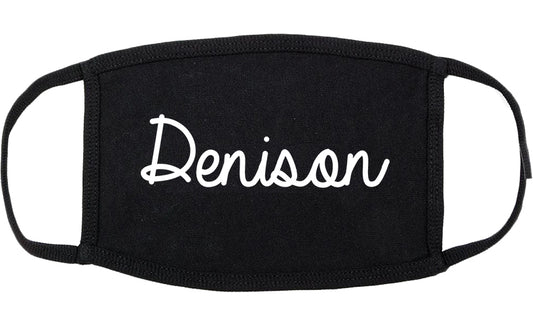 Denison Iowa IA Script Cotton Face Mask Black