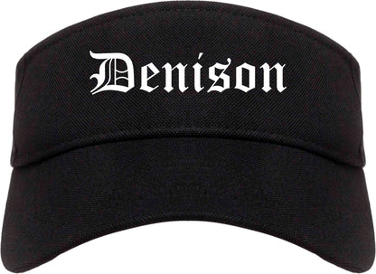 Denison Iowa IA Old English Mens Visor Cap Hat Black