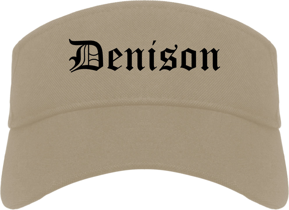 Denison Iowa IA Old English Mens Visor Cap Hat Khaki