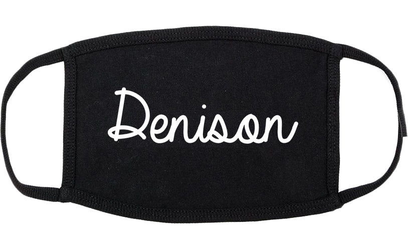 Denison Texas TX Script Cotton Face Mask Black