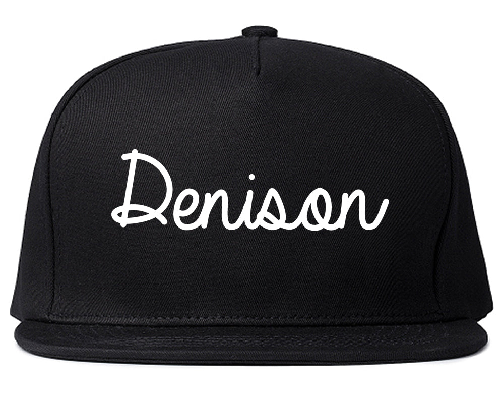 Denison Texas TX Script Mens Snapback Hat Black
