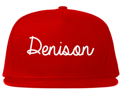 Denison Texas TX Script Mens Snapback Hat Red