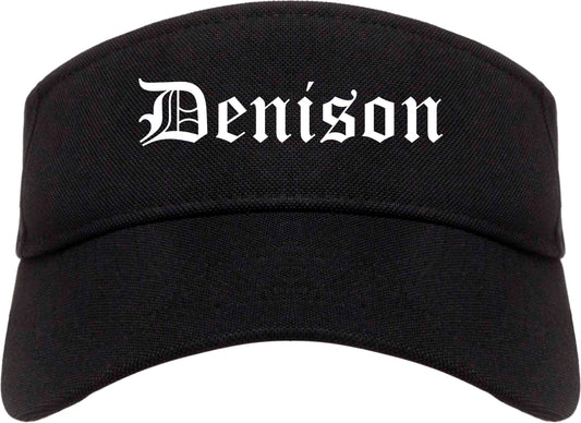 Denison Texas TX Old English Mens Visor Cap Hat Black