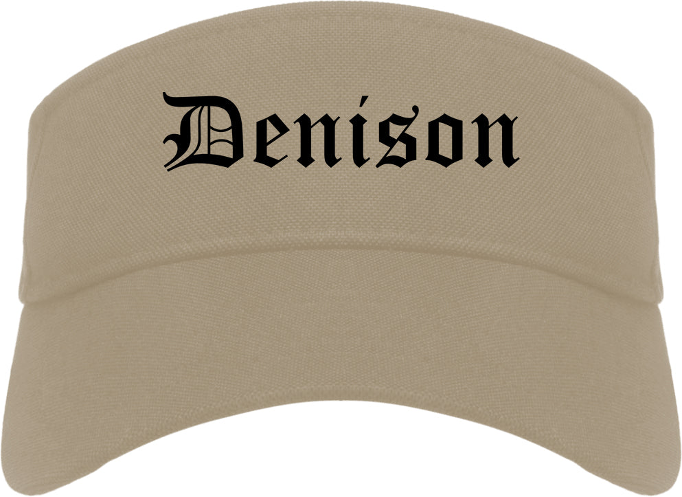 Denison Texas TX Old English Mens Visor Cap Hat Khaki