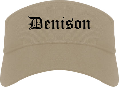 Denison Texas TX Old English Mens Visor Cap Hat Khaki