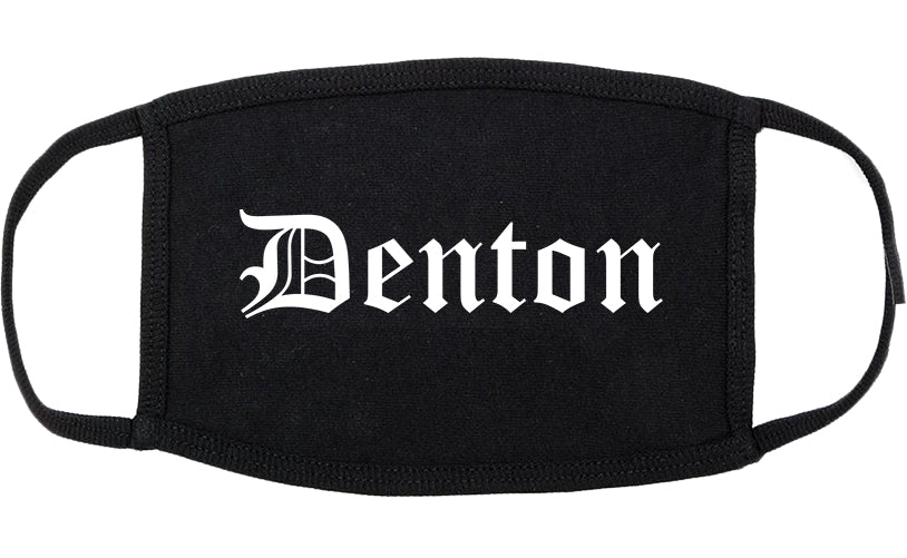 Denton Texas TX Old English Cotton Face Mask Black