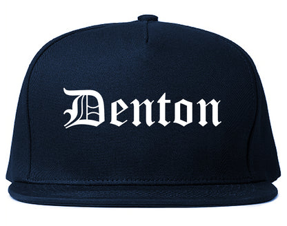 Denton Texas TX Old English Mens Snapback Hat Navy Blue